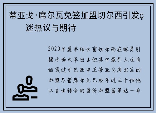 蒂亚戈·席尔瓦免签加盟切尔西引发球迷热议与期待